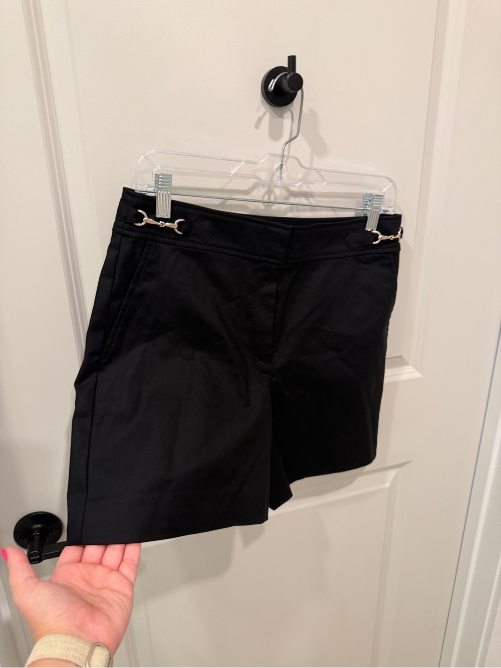 White House Black Market Black Shorts with Metal Ring Detail - Picture 3 of 9
